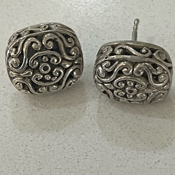 Sterling Silver Basket Weave Earrings - Picture 1 of 3